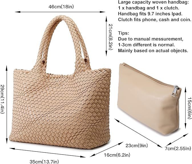 DHAL Niche Style Woven Large Capacity Shoulder Underarm Tote Mother Commuter Bag Trendy