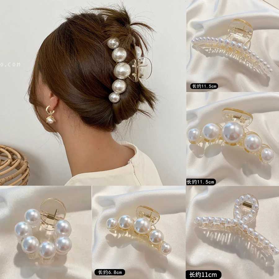 3D Pearl Hair Claws for Women Korean Acrylic Hair Clips Girls Large Size Barrette Shark Clip Fashion Hair Accessories Z250729