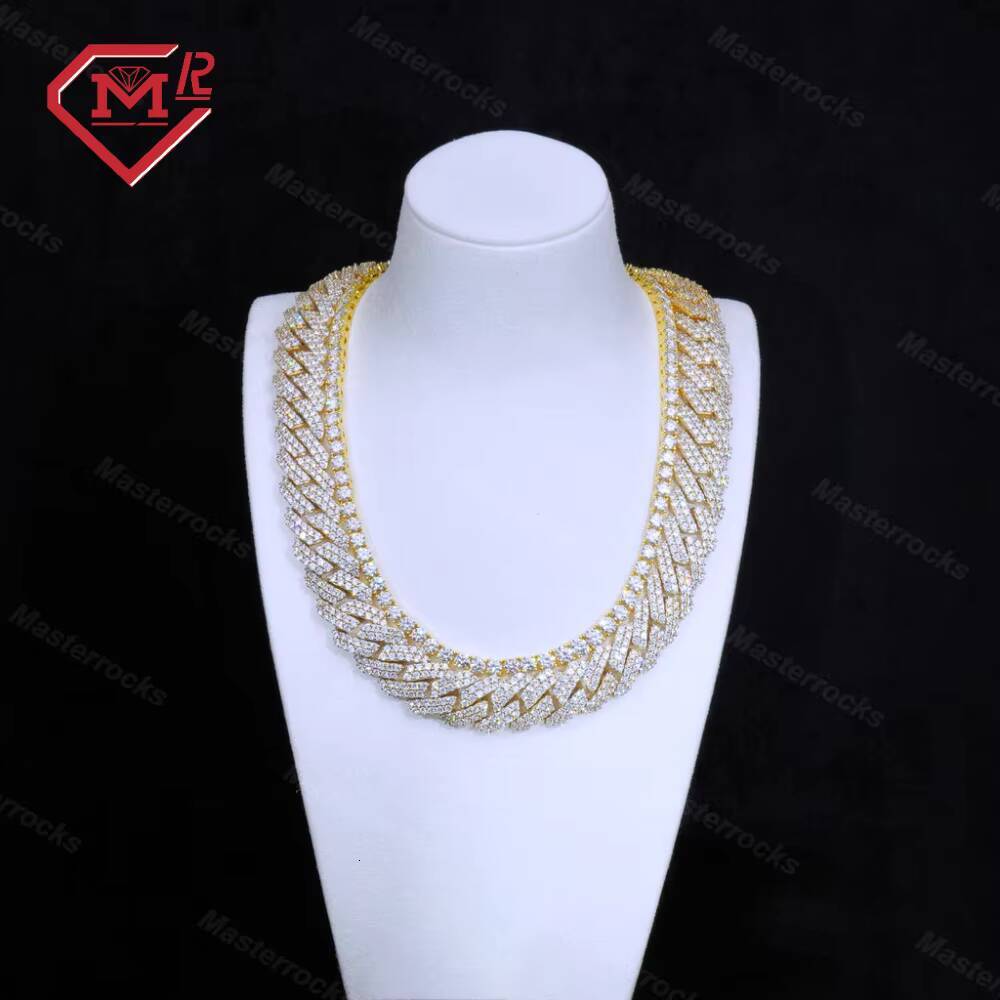 12mm Cuban Chain Hip Hop Jewelry 925 Sterling Silver Vvs Iced Out Moissanite Diamond Cuban Link Chain