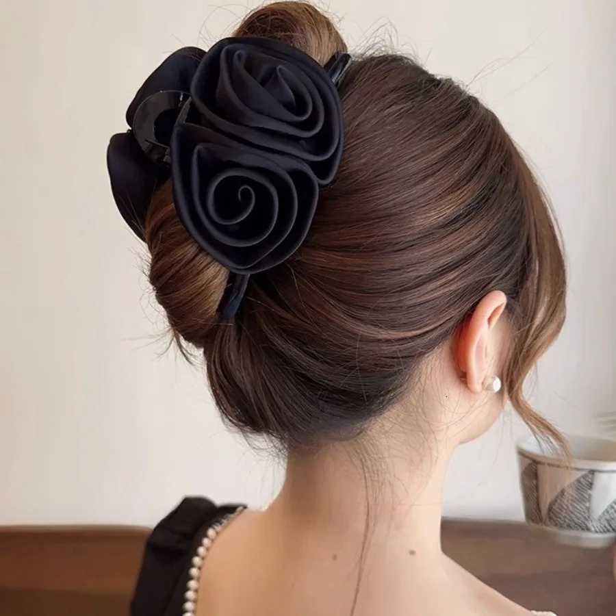 13cm Rose Flower Large Hair Claw Women Elegant Finishing Hair Accessories Hair Clips Z250729