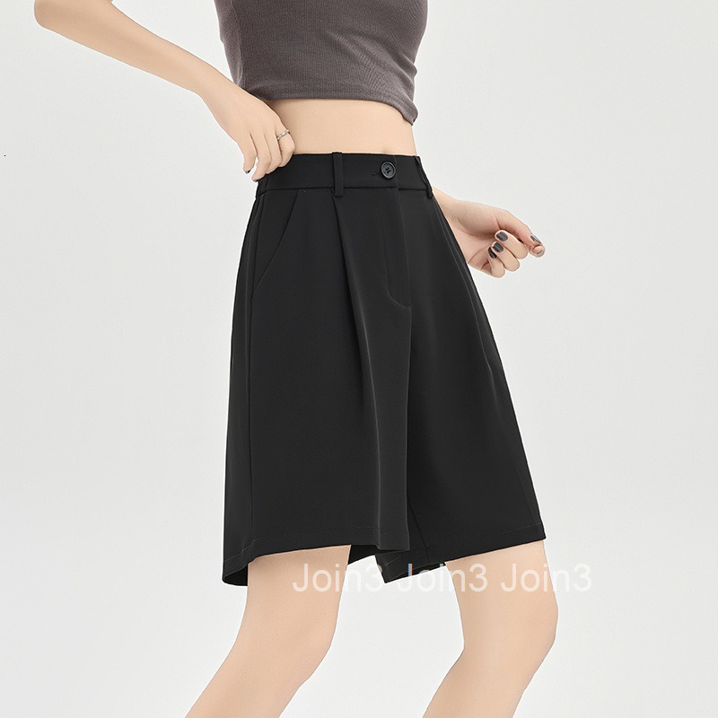 Summer New Large Size Suit Shorts for Women Thin Casual Wide-Leg Shorts Mid-Length Five-Point Pants with Draped Effect