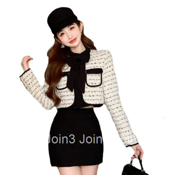 Winter New Elegant Socialite Style Short Skirt Set Cardigan Short Jacket + Half Skirt Two Pieces