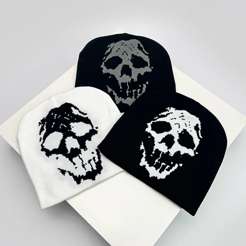 Skull Grimace Wool Bucket Knitted Hats Color Block Warm Comfortable Autumn and Winter Versatile Punk Fashion Hip Hop Street Style 250724
