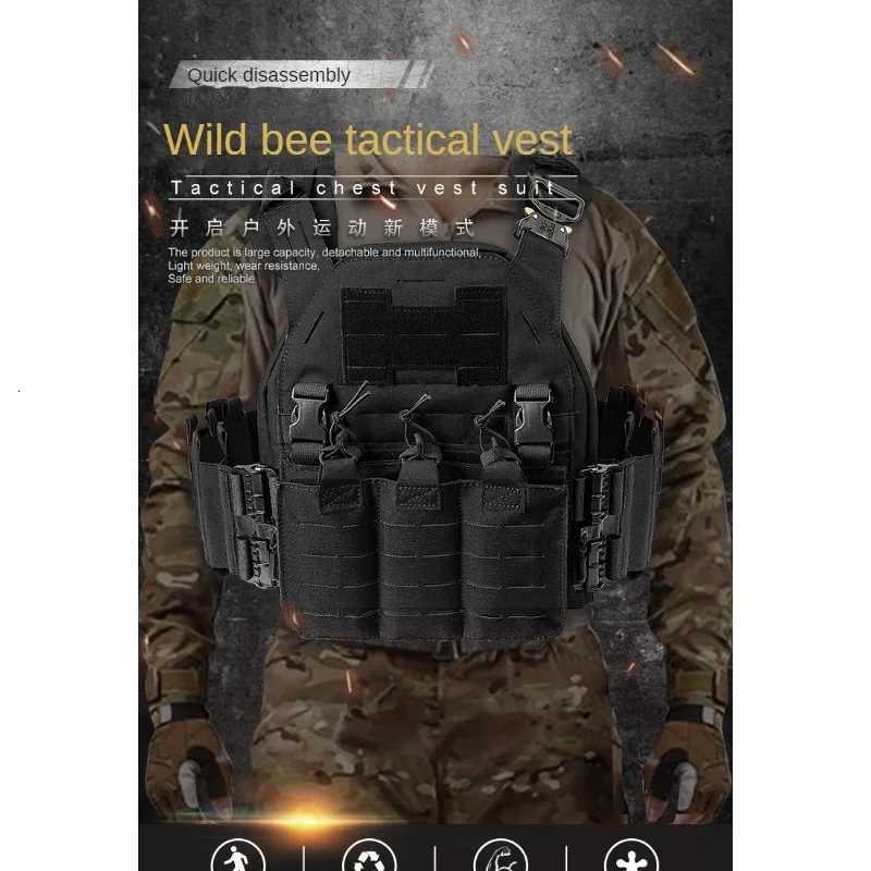 Outdoor Molle Multifunctional Tactical Vest Lightweight CS Fan Hiking Shooting Wild Bees Quick Release Safety Vest Z250728