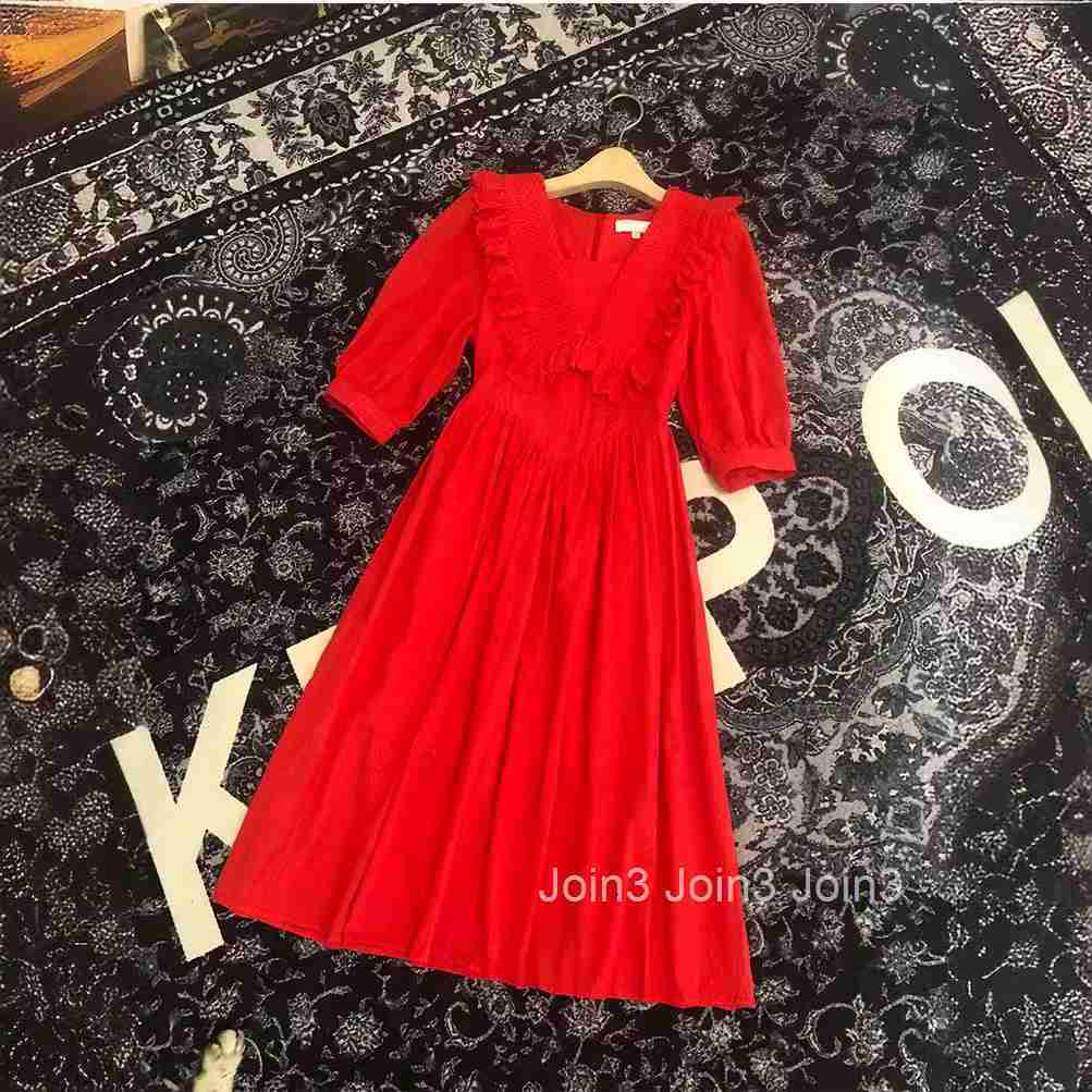 Korean Style Dress Summer New Fashion High Waist Square Neck Elegant Fairy Mid-Length Dress