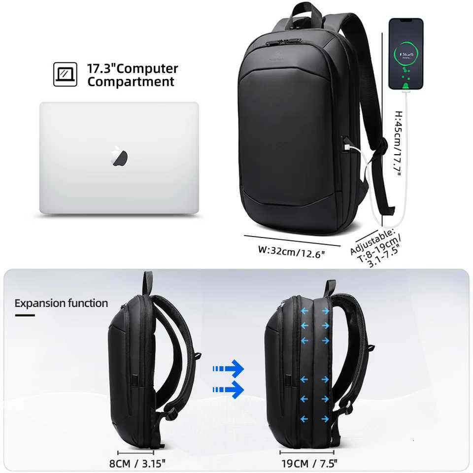 Heroic Knight Mens Laptop Backpack 17 Inch Business Backpack Expandable Travel Backpack Waterproof USB Charging Office Mochila S250728