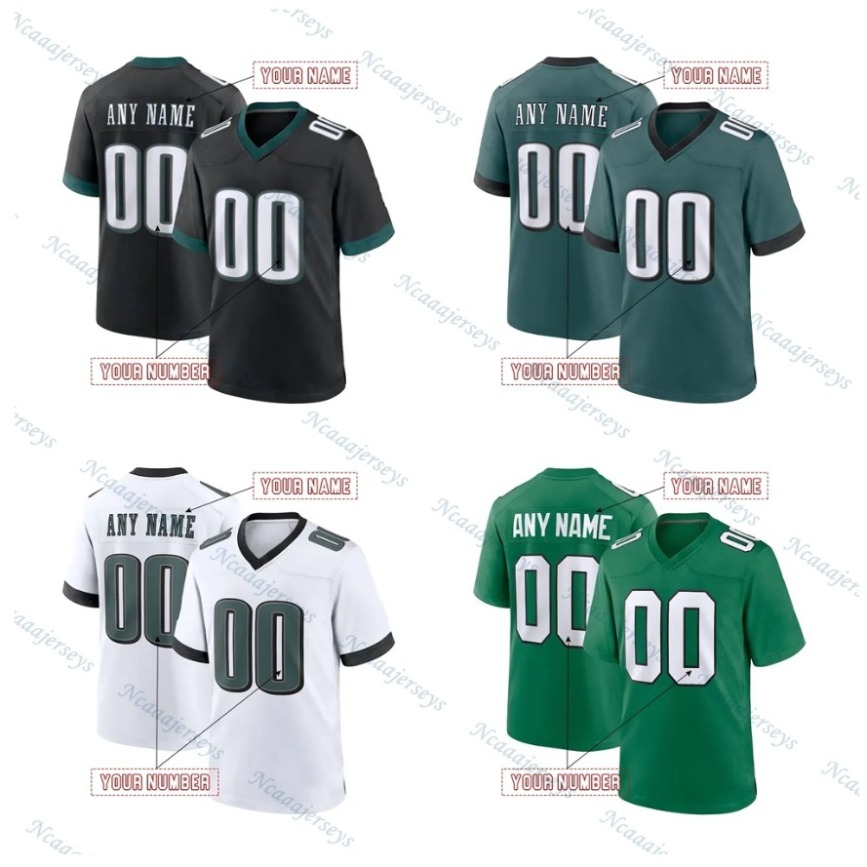 Personalized 2025 Jalen Hurts Football Jerseys Jason Kelce Brown Kelly Saquon Barkley Green R.White any name any number Jersey Stitched