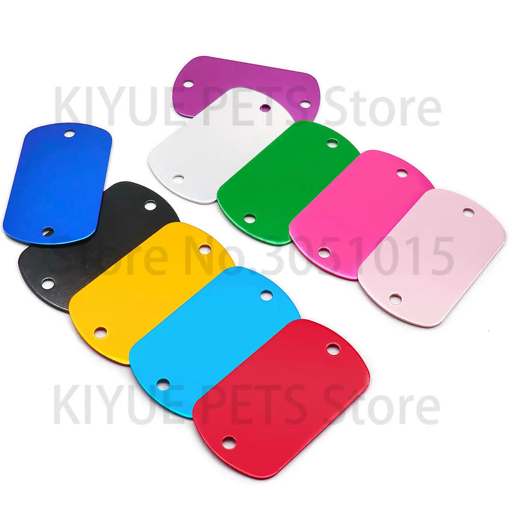 Wholesale 100Pcs Dog Tag 2 Hole Punch NamePlate Key Military Card Motorcyle Laser Hanging Pet ID Tags Custom Name Personalized 250729