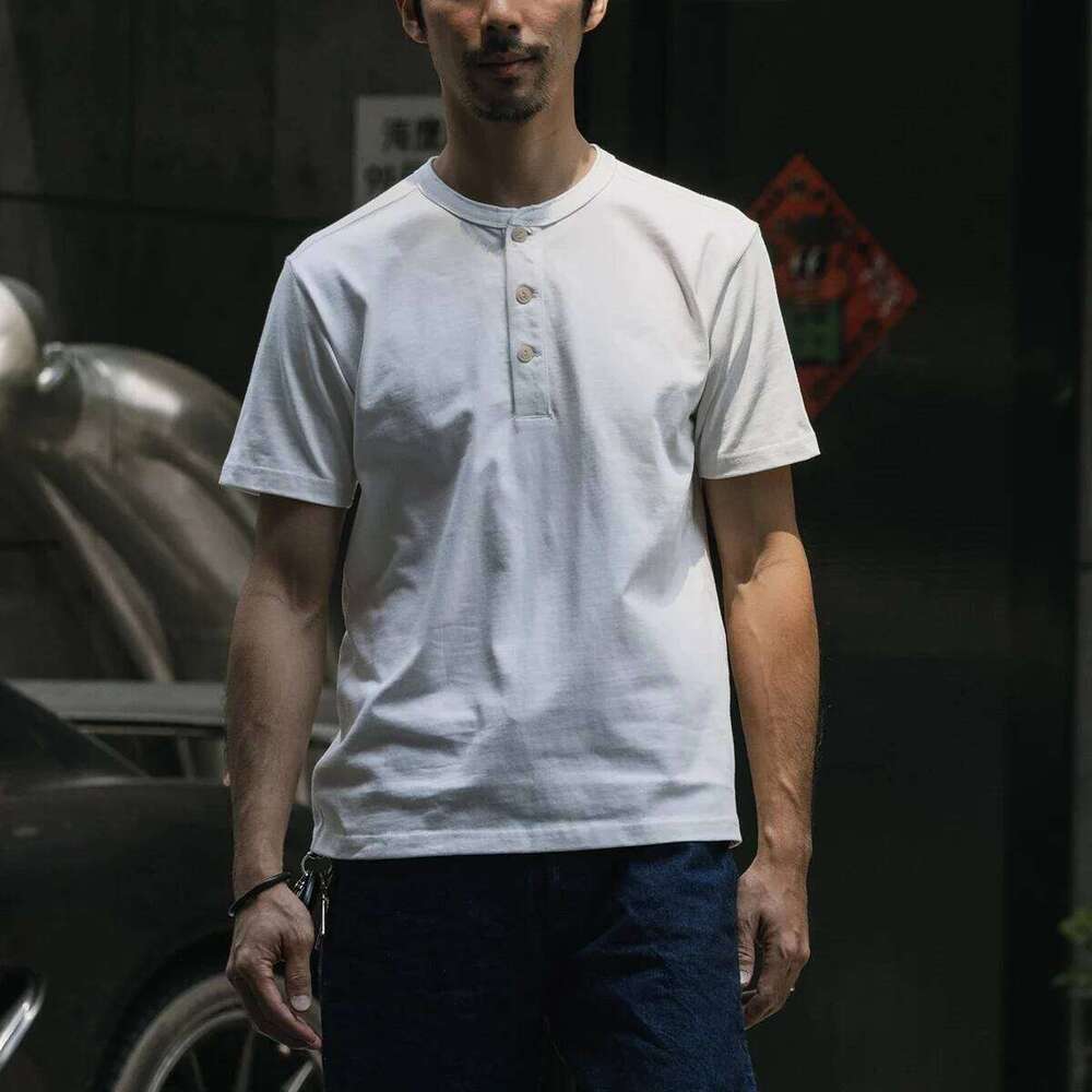 Designer Clothing 2025 Bronson Classic Henley Shirts American Casual Vintage Style Short Sleeve Tee Men