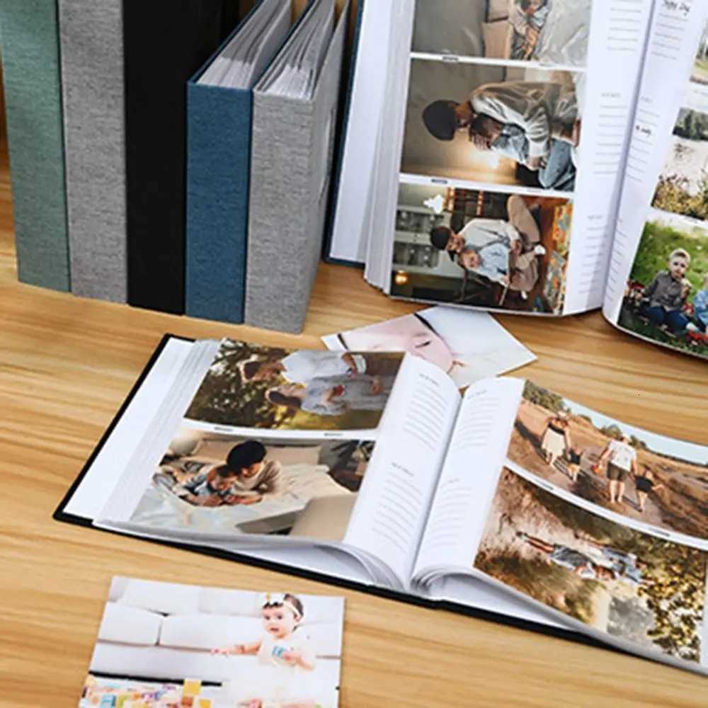 6in Linen Cover Photo Album 200/300Pics Interleaf pe Large Scrapbook Album Picture Collection 100 Pages Memory Book Z250729