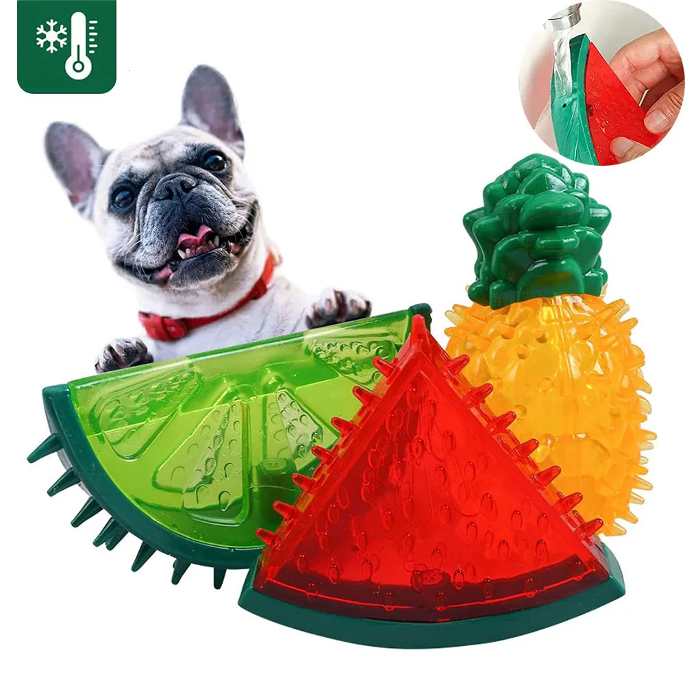 Pet Freezable Cooling Chew Toy Dog Cat Summer Pineapple Lemon Watermelon n Durable BiteResistant Ice Frozen Toys 250729