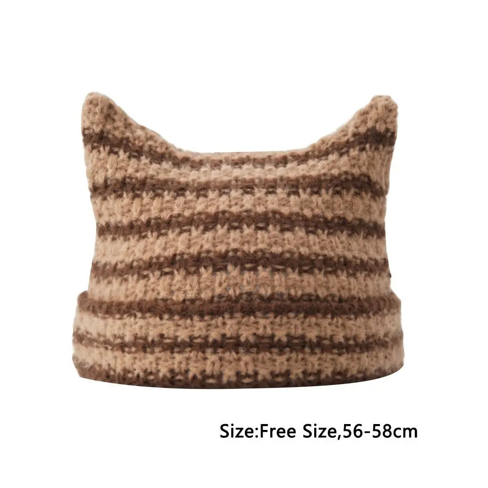 2K Harajuku Punk Gothic Knitted Cat Ear Little Devil Hat Millennium Women Kawaii er Winter Handmade Beanie Female Caps 250724