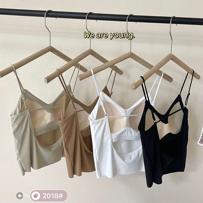 Designer T Shirt Summer Ice Silk Backless Camisole With Chest Pad Bra Integrated Inner Wear Base Layer Hot Girl Tube Top Outerwear