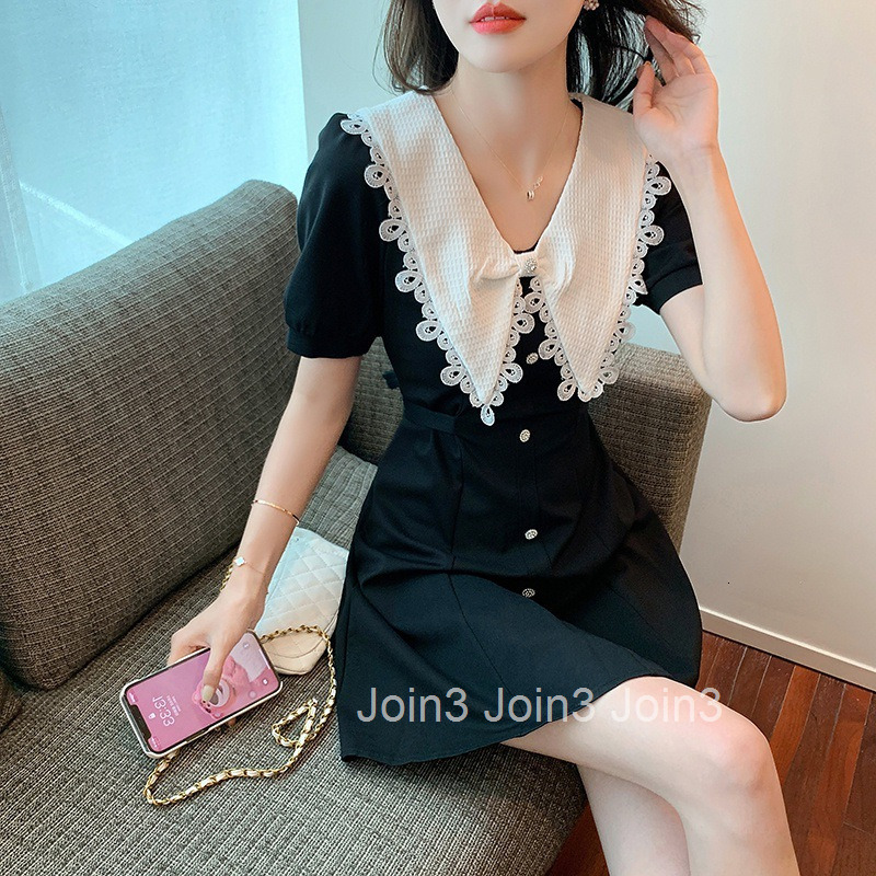 Plus Size Womens Clothing Fat MMSummer French Doll Collar Princess Dress Elegant Slim Fit Doll Collar Dress