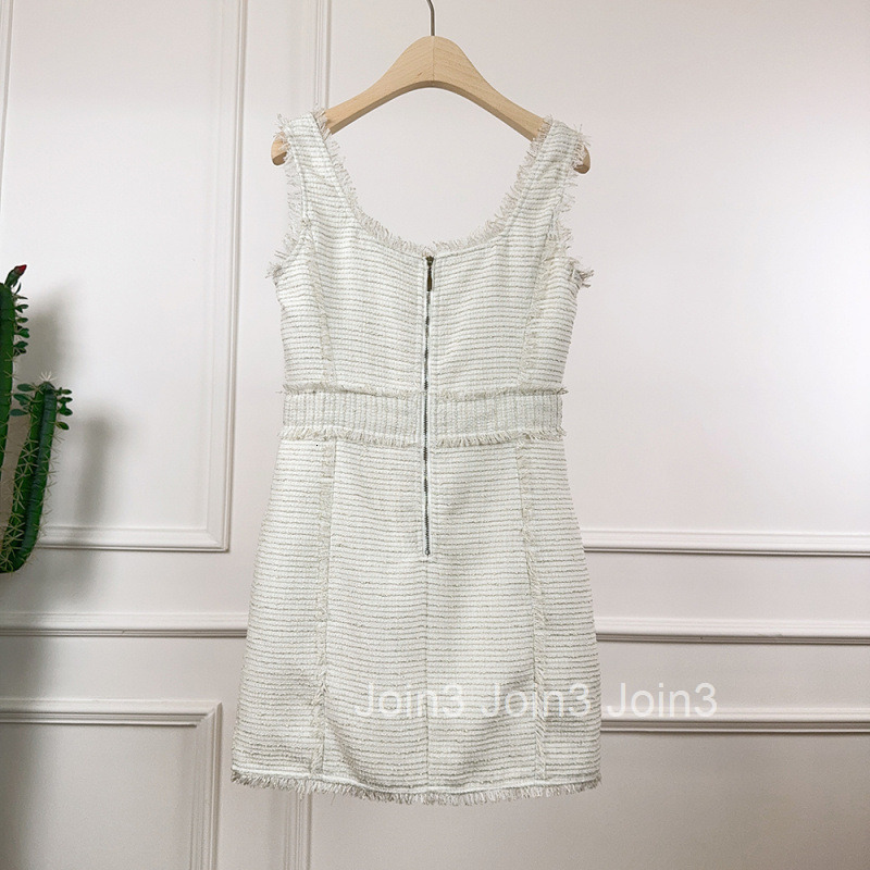 25 Autumn Summer New French Style Small Fragrance Round Neck Slim Fit Camisole Dress Elegant Striped Sleeveless Short Dress