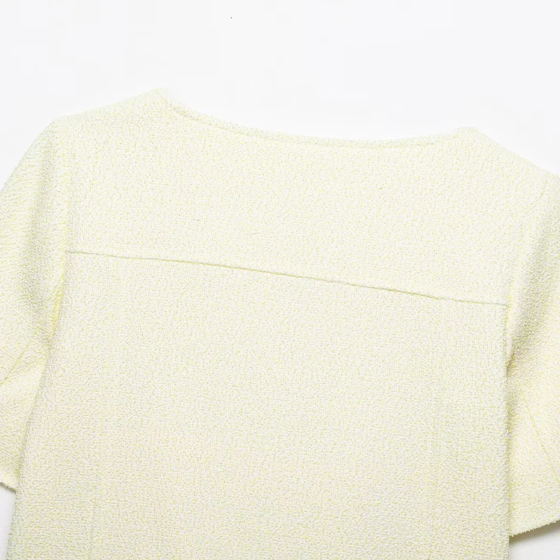 100% Cotton Womens Fashion With Pockets Solid Double Breasted Jackets Vintage Square Collar Short Sleeves Female Chic Lady Outfits 250729