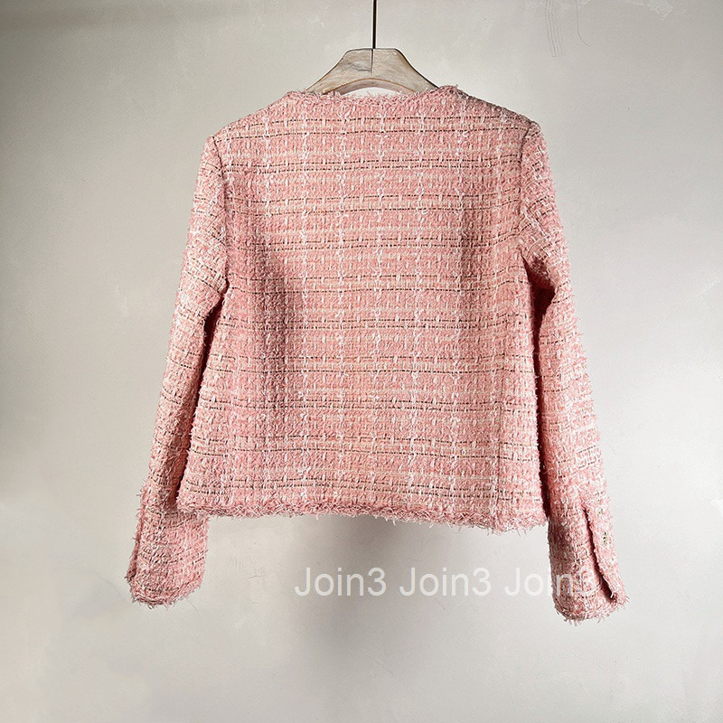 Little Fragrance Jacket for Women Thin Spring Autumn New Fashion Petite Style Height-Enhancing Tweed Slim Fit