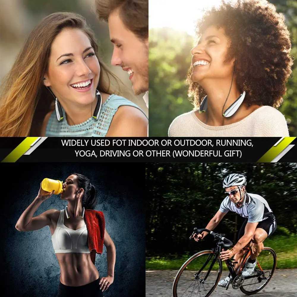 Headphones Wireless Neckband Headset Retractable Earbuds Noise Cancelling Stereo Earphones for Workout Running Driving R250728