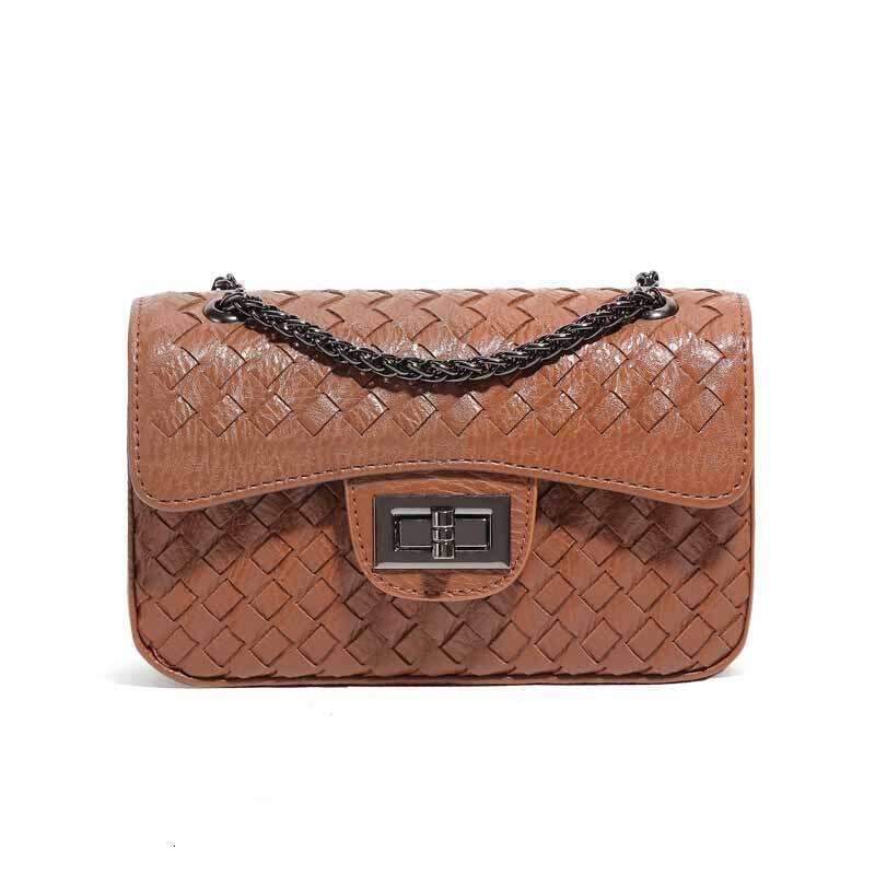 Women Spring Summer New Woven Small Square Fashion Simple Style Chain Textured Trendy Versatile Single Shoulder Crossbody Envolope Bag