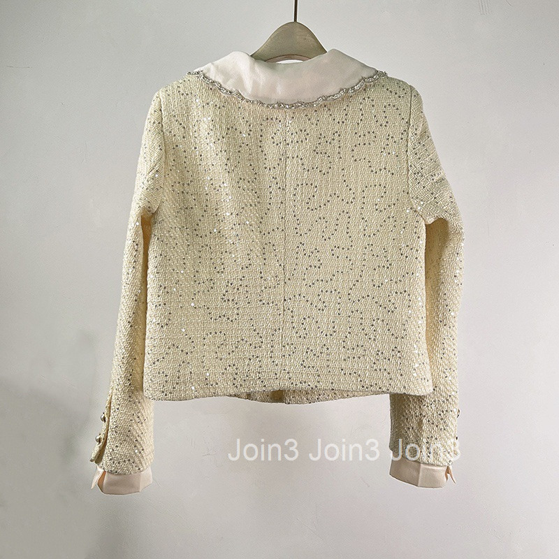 Net red celebrity temperament small fragrance coat womens tweed spring and autumn new small bow top