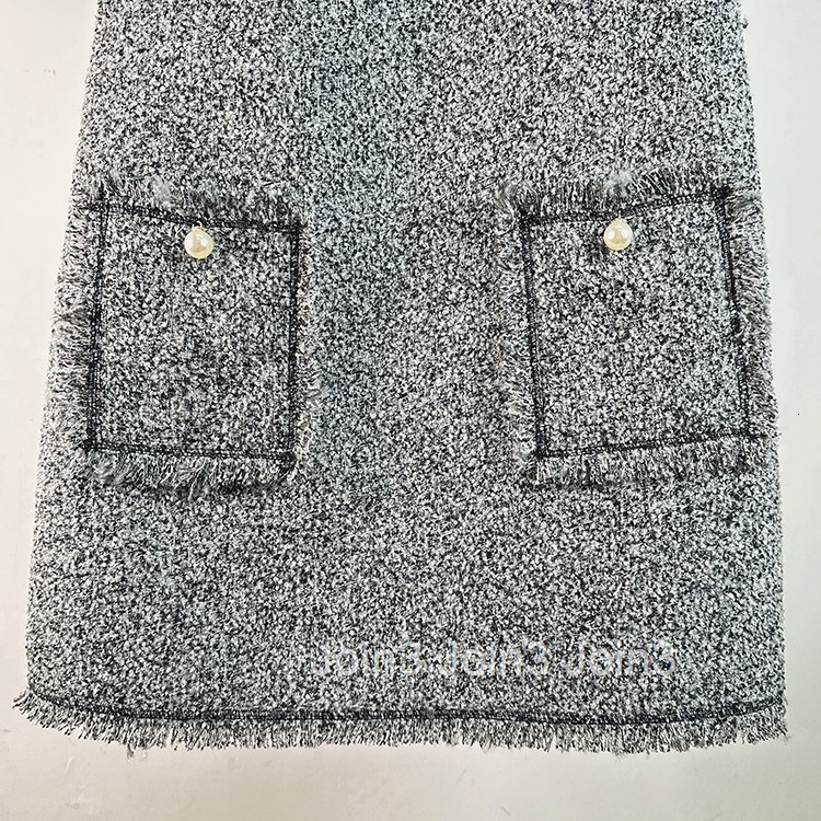 Winter Spring Summer New French Style Tweed Loose Simple Base Tank Dress Sleeveless Dress Short Dress