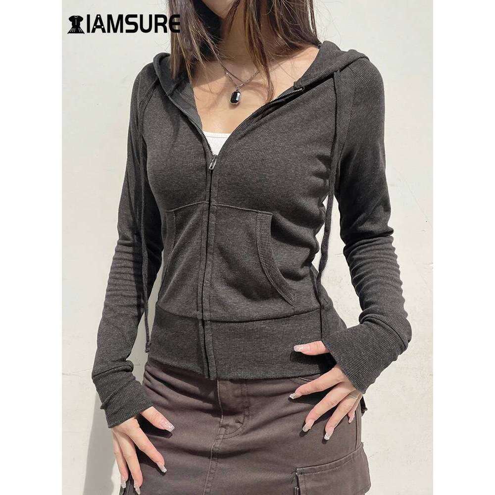 hoodie Casual Streetwear Basic Hooded Pockets Sweatshirt Tracksuit Solid Long Sleeve Hoodies Women Autumn Spring Fashion jacket