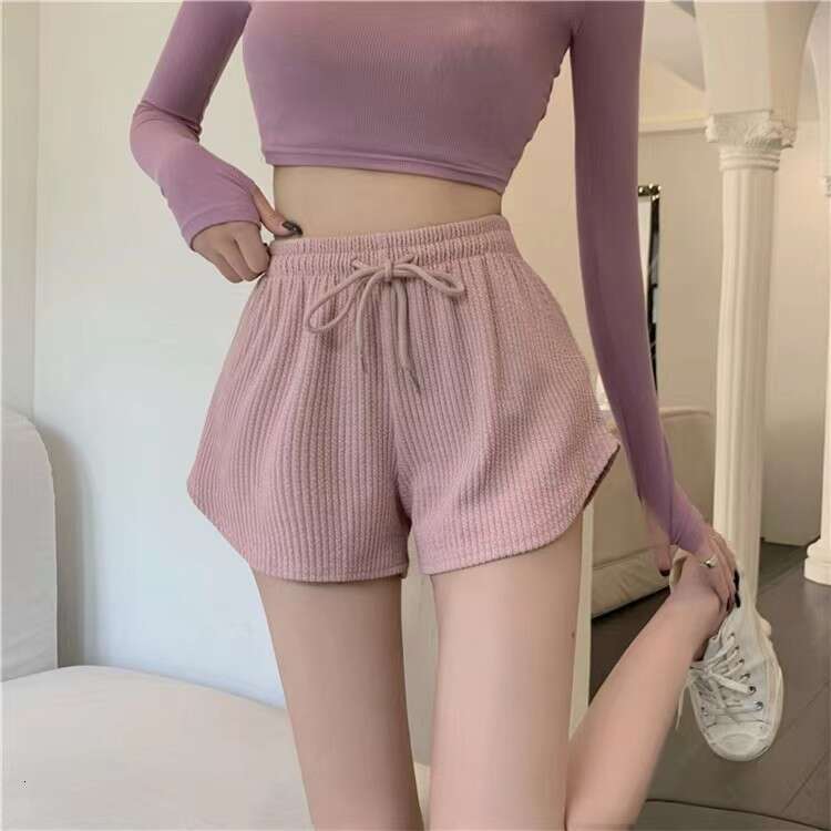 Designer T Shirt Women's Sports Shorts Waffle Casual Versatile Home A-Line Shorts Outdoor Drawstring New High Waist Slimming Shorts