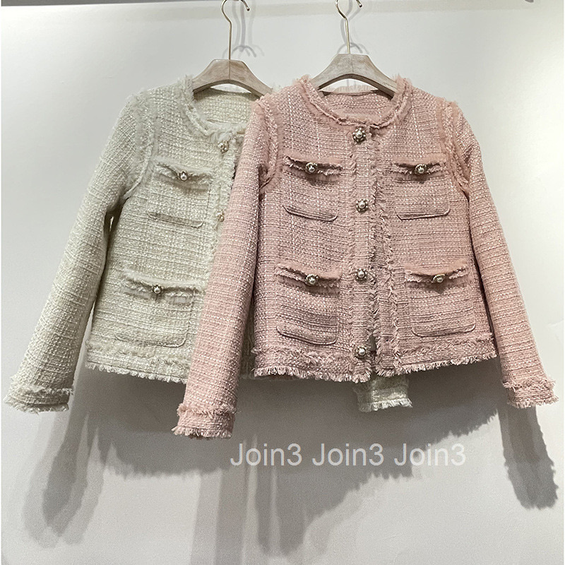 French Style Thick Woolen Tweed Small Fragrance Down Jacket for Women Thickened Winter New Fashion Tassel Stylish Youthful