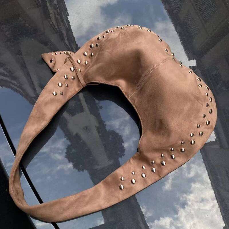 Women's Bags Designer Women's Bags Designer Vintage Faux Suede Slim Bags For Women Designer Handbags And Purses New In Rivet Trim Top Handle