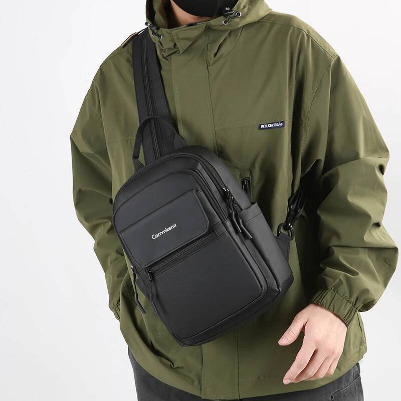 Fashion Men's Small Daypack High Quality Soft PU Leather Male Backpack Casual Teenager Zippered Straps Chest Crossbody Bag high-quality