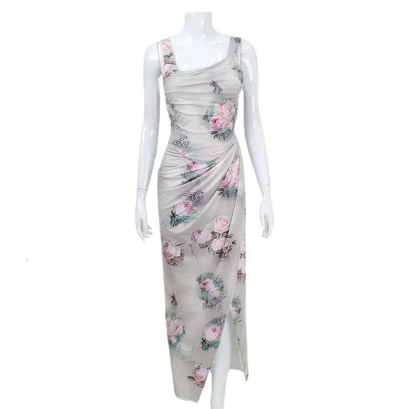 Temperament Sexy Holiday Retro Printed Top and Skirt Girl Vest Women Fashion Suit Sleeveless Slim Beach 2 Piece Set 250729