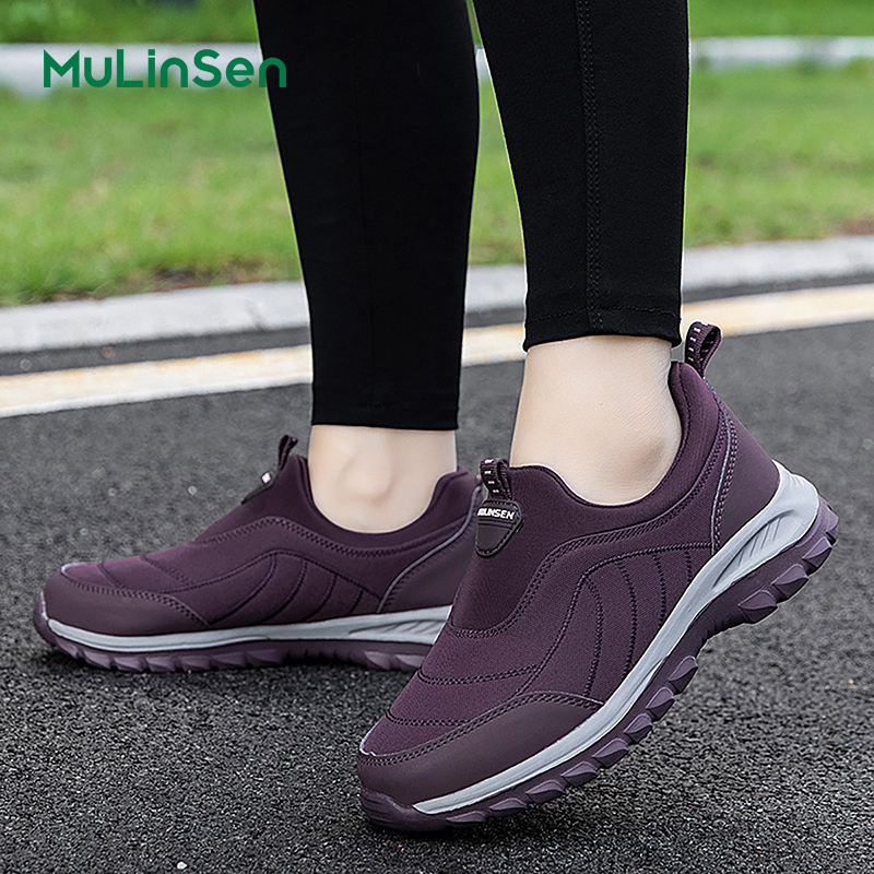 Mulinsen women's shoes, four seasons single shoes, casual shoes, soft sole breathable mesh shoes, slip-on shoes for moms, sports shoes