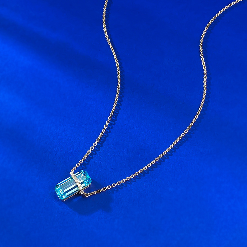 2025 Choucong Luxury Jewerly Genuine 100% 925 Sterling Silver Blue Topaz CZ Diamond Party Gemstones Elegant Women Wedding Clavicle Necklace Lover Gift