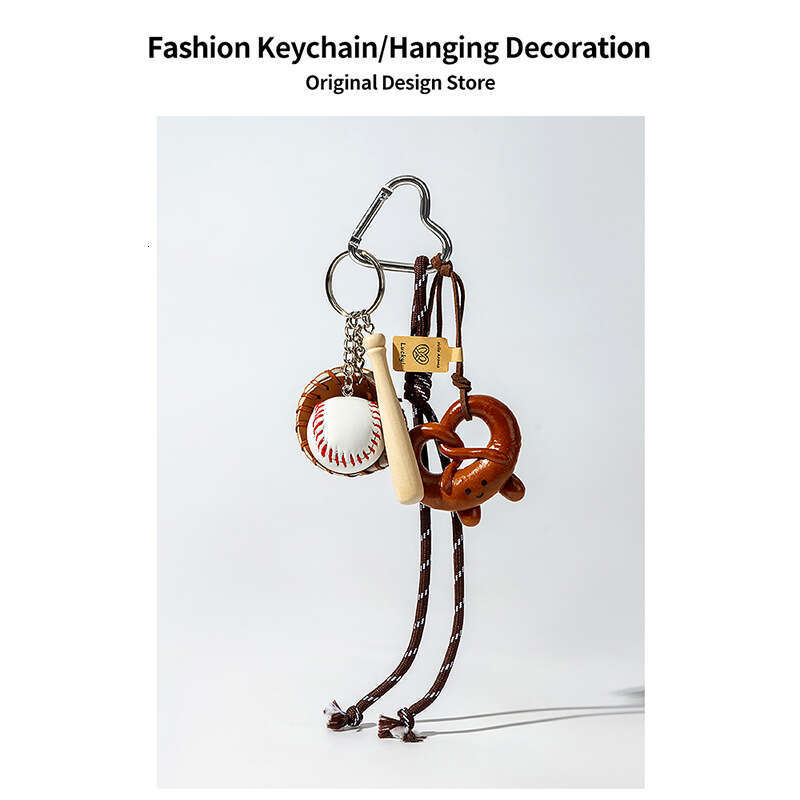 Creative Blogger Style Miu Series Baseball Keychain Bagel Woven Rope Alkaline Bread Bag Pendant