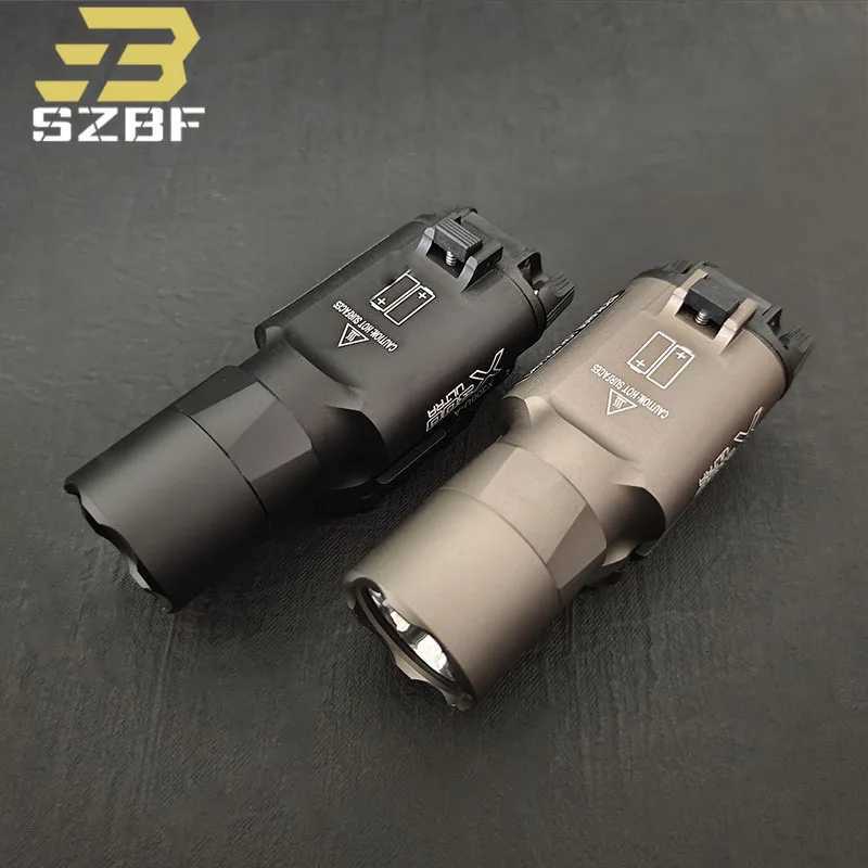 Sotac Tactical SF X300 X300U Ultra LED 400 lumens Metal Pistol Weapon Light Fits 20mm Rail Airsoft Hanging Hunting Flashlight XJ250728