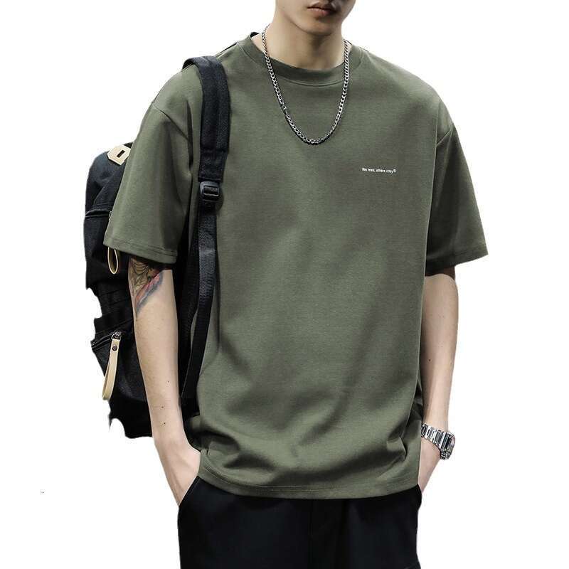 Designer T Shirt Heavyweight Short Sleeve T-Shirt For Men, Summer New American Style Pure Cotton Trendy Base White Loose Half Sleeve Tee Graphic Tee T