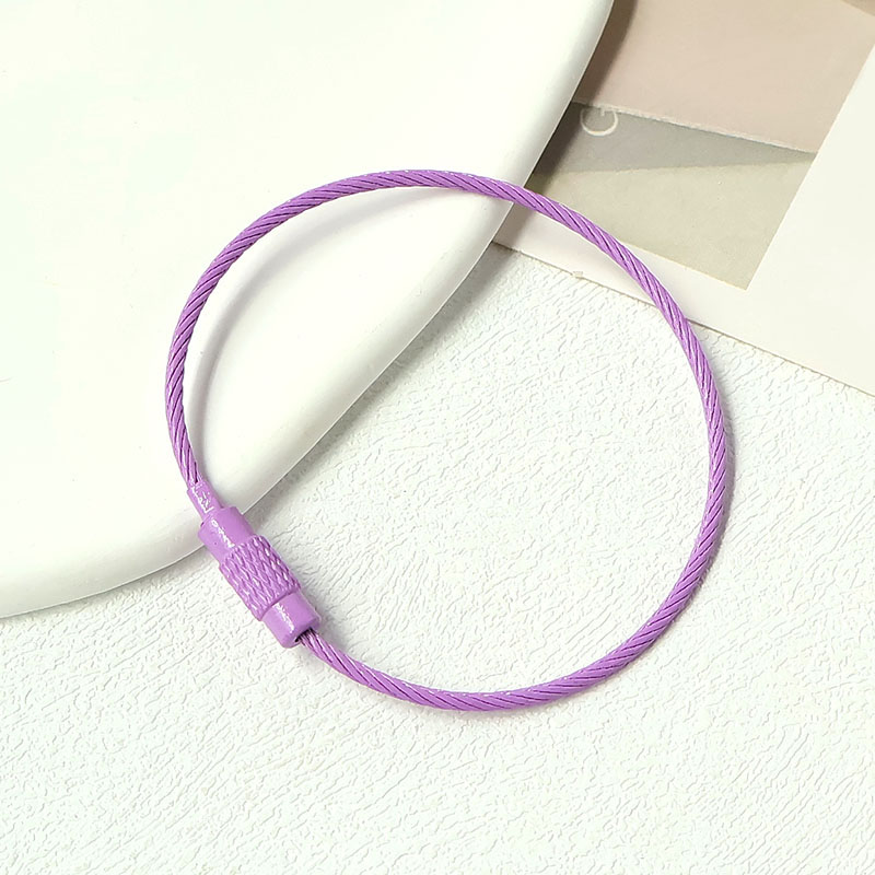 Factory direct candy color DIY keychain accessories wire ring color key ring baking paint key ring wire rope