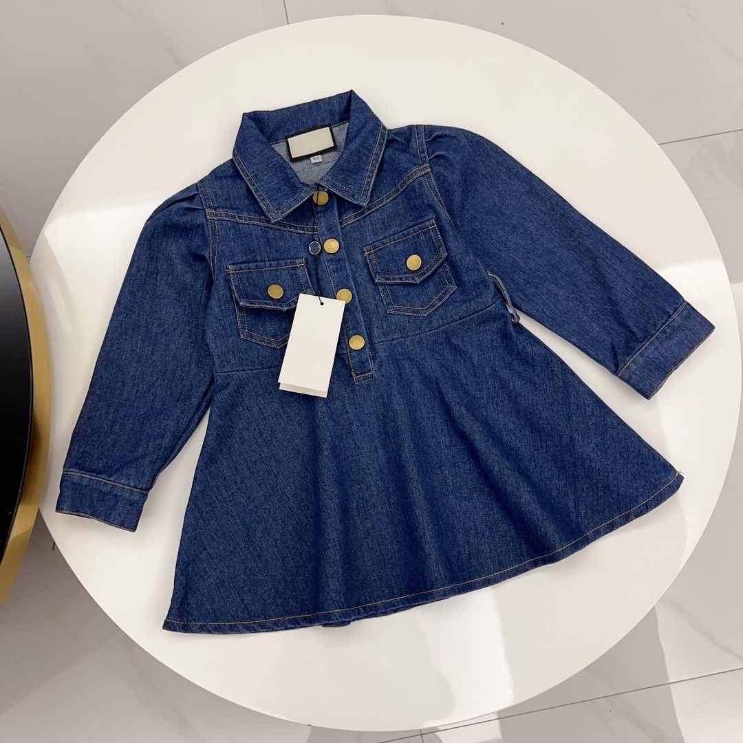 girl polo shirt Girls denim Dress kids designer clothes newborn long Sleeved luxury Girl's Jumpsuit Princess Dress toddler European American styles school uniforms