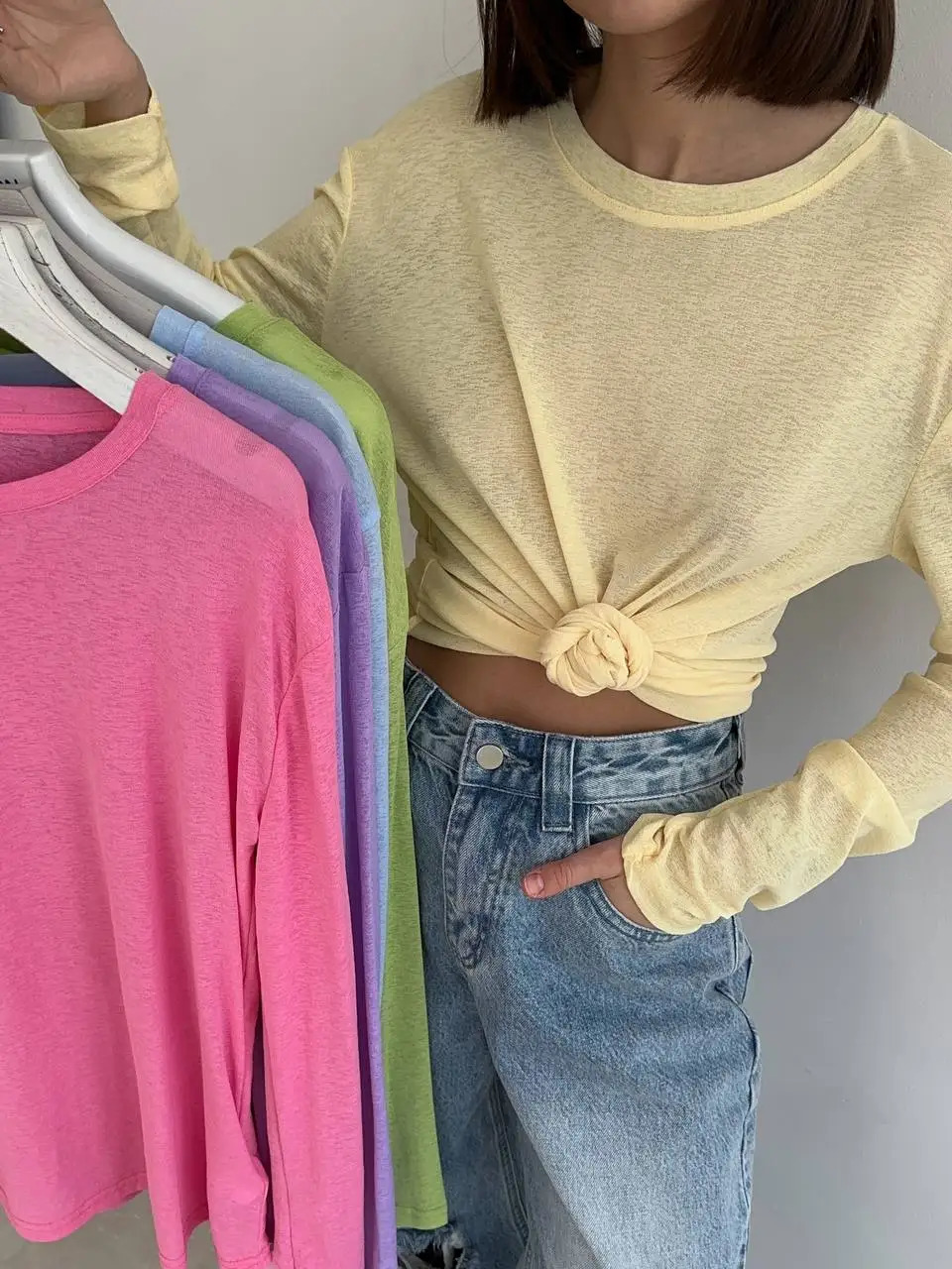 Basic Soft TShirts for Women Summer Autumn Long Sleeves Loose Bottom Tees Ladies Casual Knitted Tops 250729