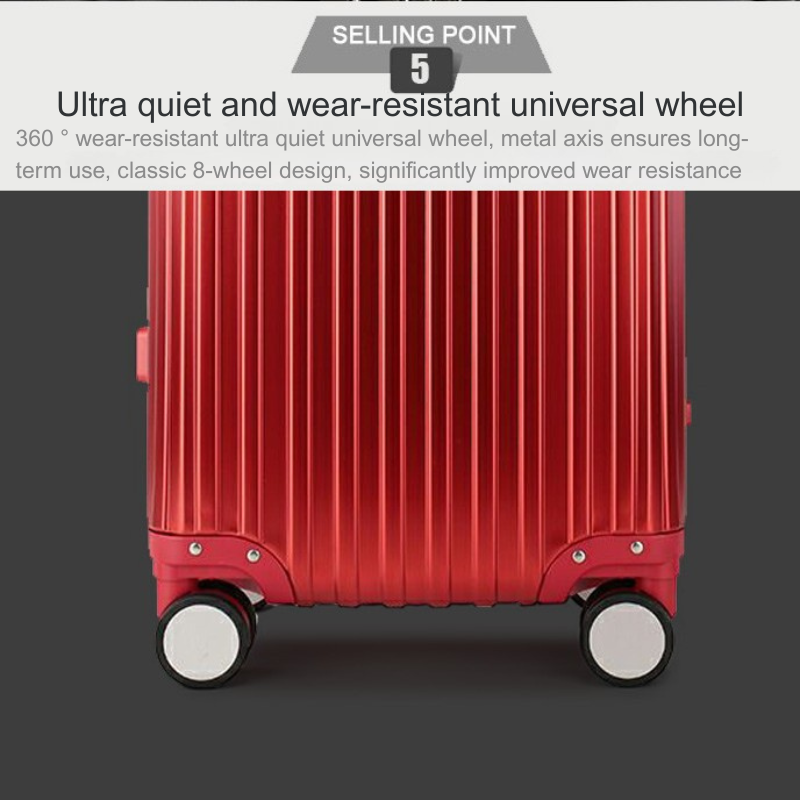 Aluminum-Magnesium Alloy Lightweight Rolling Luggage - Durable 20 Inch Cabin Suitcase for Easy Travele