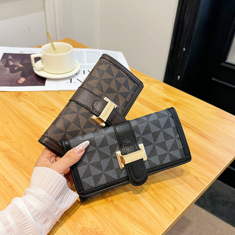 Ladies long purse print classic multi - card card bag ID card holder bag retro wallet 2025s hot