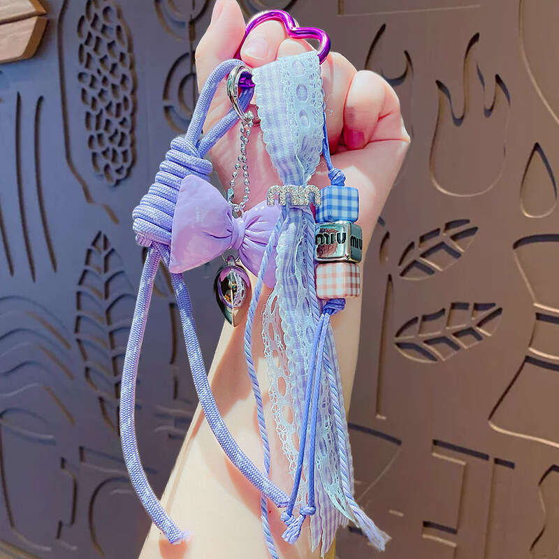 2025 Ins Blogger Same Style Niche Personality Baseball Car Keychain Miu Series Couple Woven Lanyard Bag Pendant