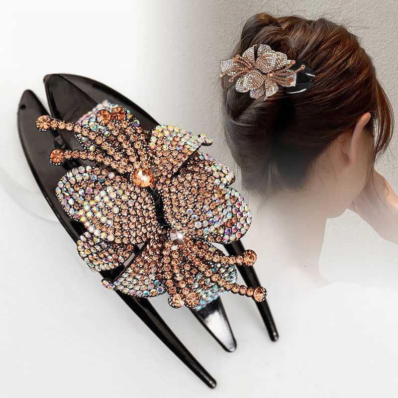 Double Flower Rhinestone Duckbill Hair Claws Clips Hairpins For Girls Women Fashion Hair Grip Barrettes Ponytail Hair Accessories Z250729