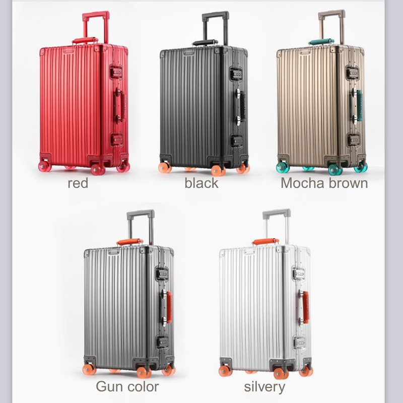 Casual Fashion Boarding Aluminum Suitcase w/ Quiet Rolling Wheels