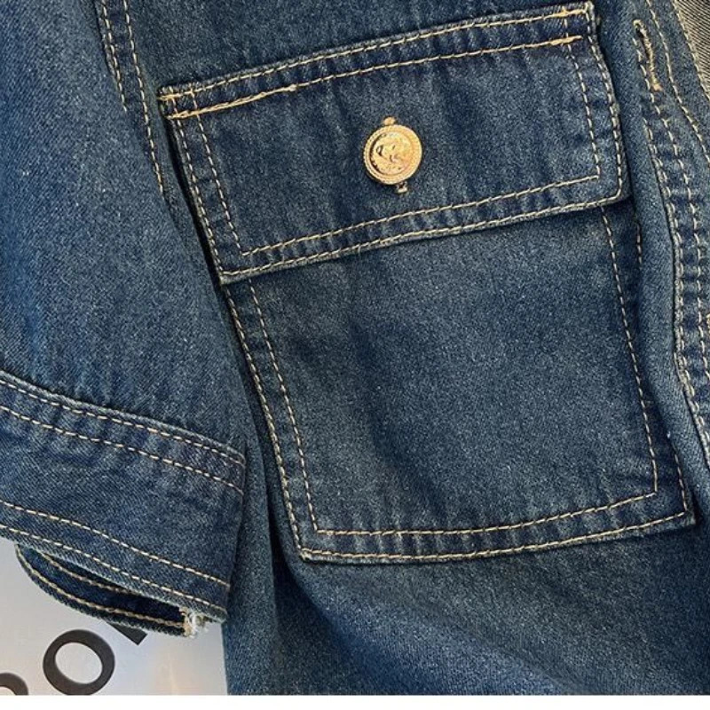 Streetwear Womens Denim Jackets Short Sleeve Summer Jean Jacket Outwear Clothing Fashion Retro Vintage Coat Cropped Tops w250729