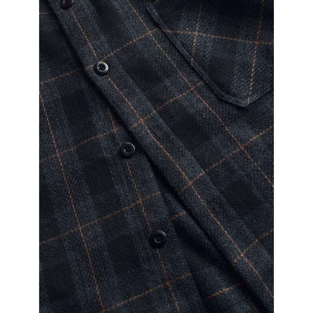 Mens Flannel Shirts American Vintage Streetwear Thick Plaid Oversized Cargo Long Sleeve Loose Fit Casual Workwear Autumn Winter 250728