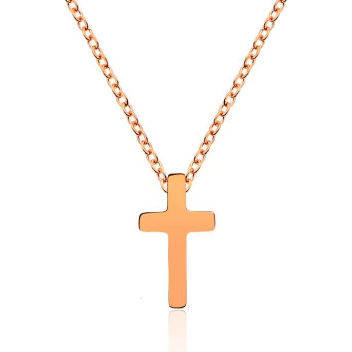 Cross Border Simple Personality Cross Necklace 18K Gold Short Stainless Steel Choker Mens and Womens Retro Pendant