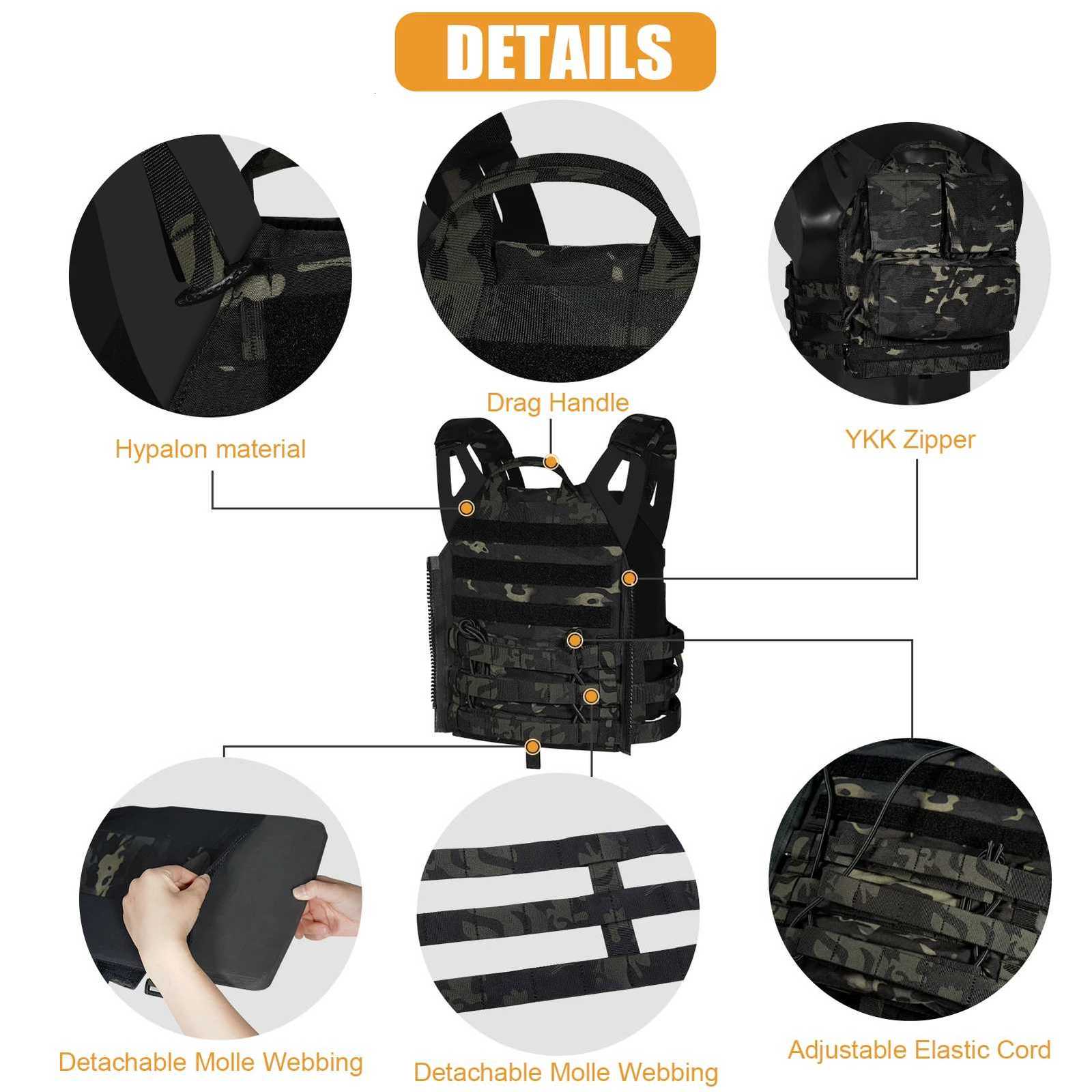 KRYDEX 500D Tactical Vest Plate Carrier MOLLE Front Flap Panel Combat Hunting Outdoor Ranger Green Black Vest Z250728