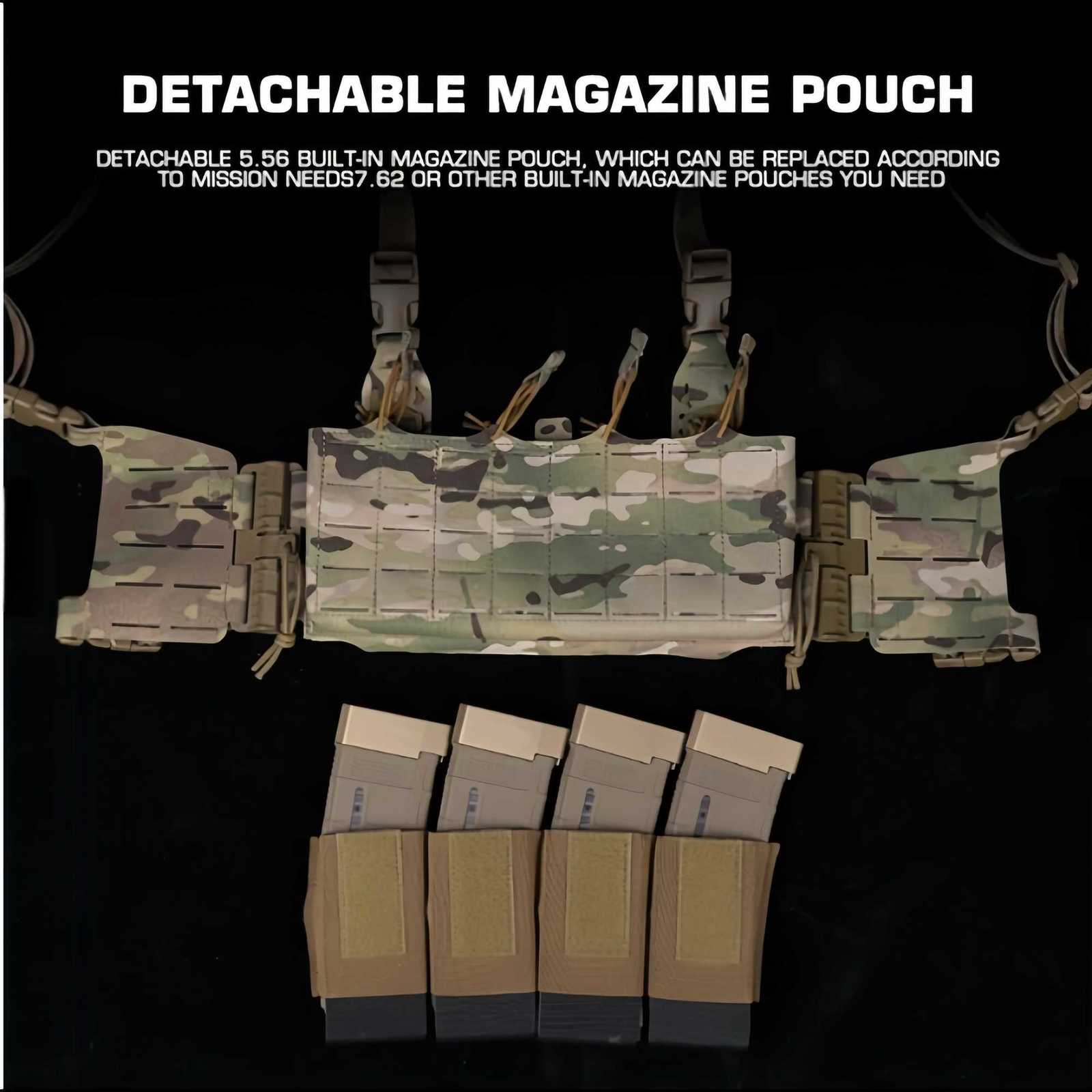 Knight Hunting Chest Hang Quadruple 5.56 7.62 Magazine Bag Front Panel Double sided Quick Detachment Z250728