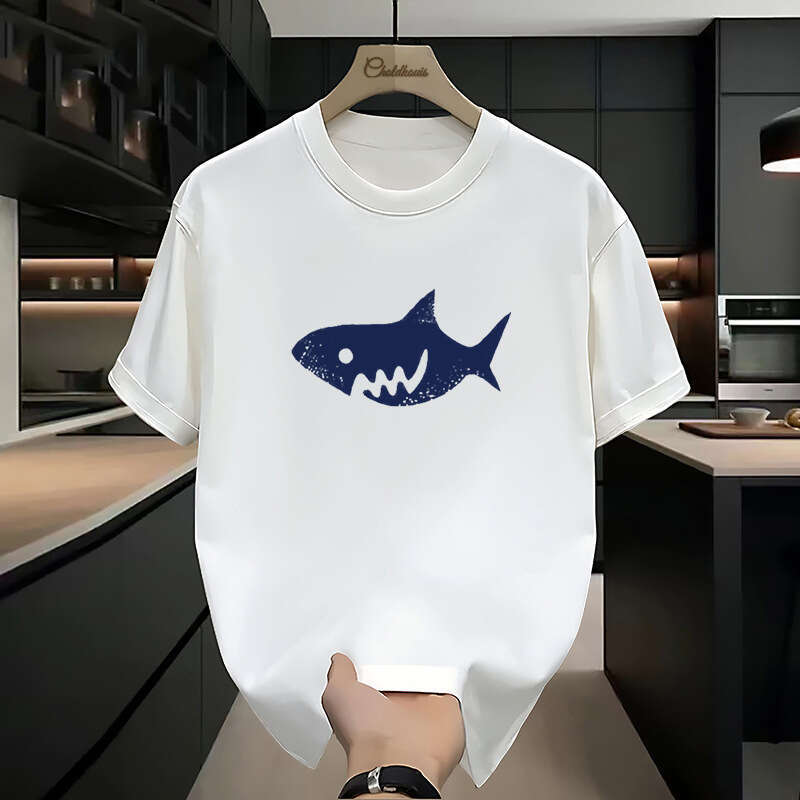 Designer T Shirt American Style Heavyweight Short Sleeve T-Shirt For Men, Summer Trendy Loose Fit, Screen Printed, Thick Breathable Pure Cotton Base S